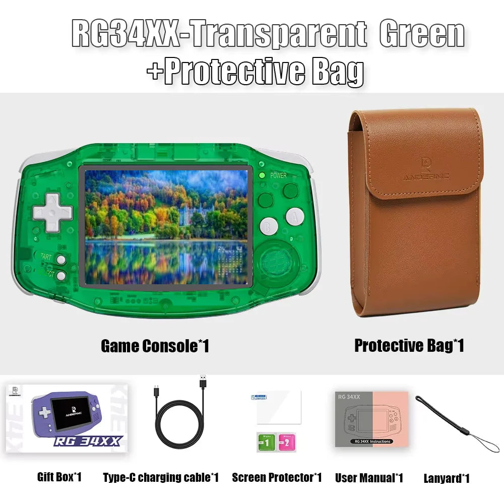 ANBERNIC RG34XX RG 34XX Handheld Game Console Video Games Players 3.4-inch IPS Screen Linux 64-bit System HD TV 5G WiFi PSP Gift