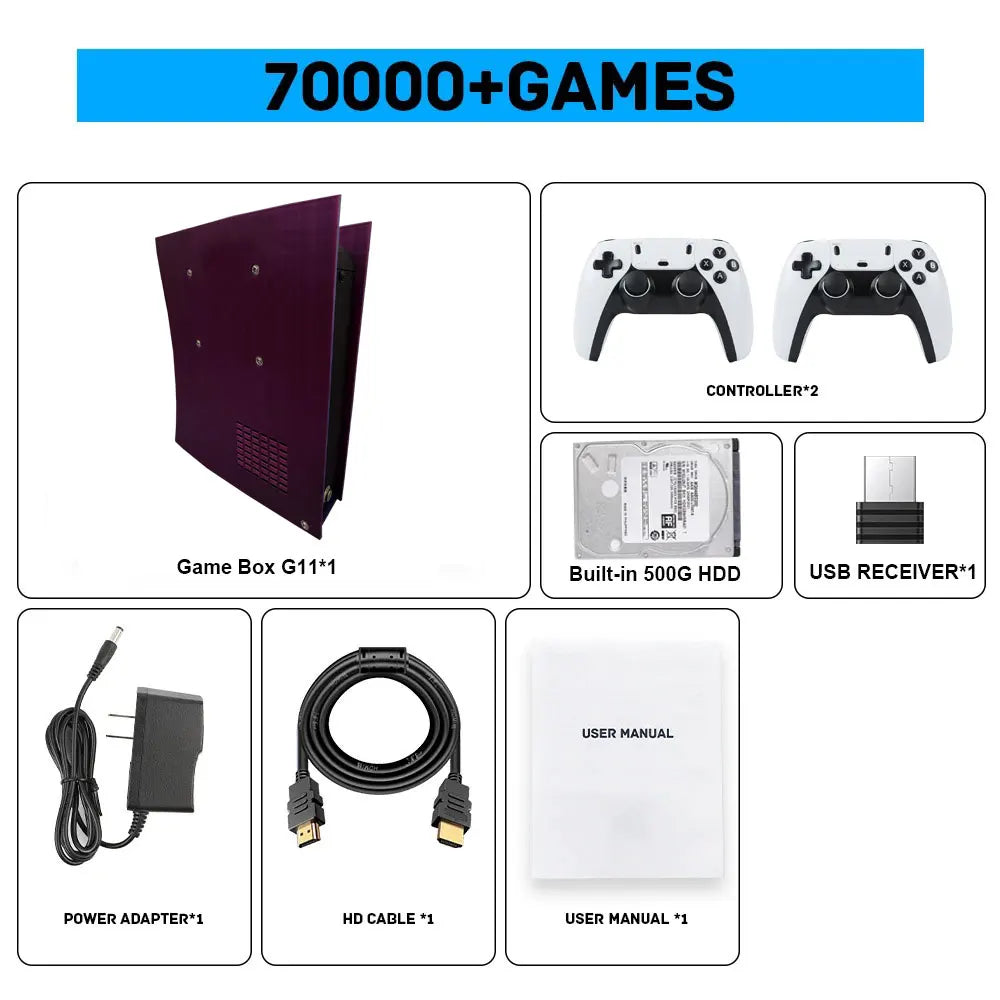G11 60+Emulators 500GB Retro Game Console Batocera I3-3110M 70000+Games For Wii PS2 PSP GameCube N64 Wireless handle 4K HD TVBox