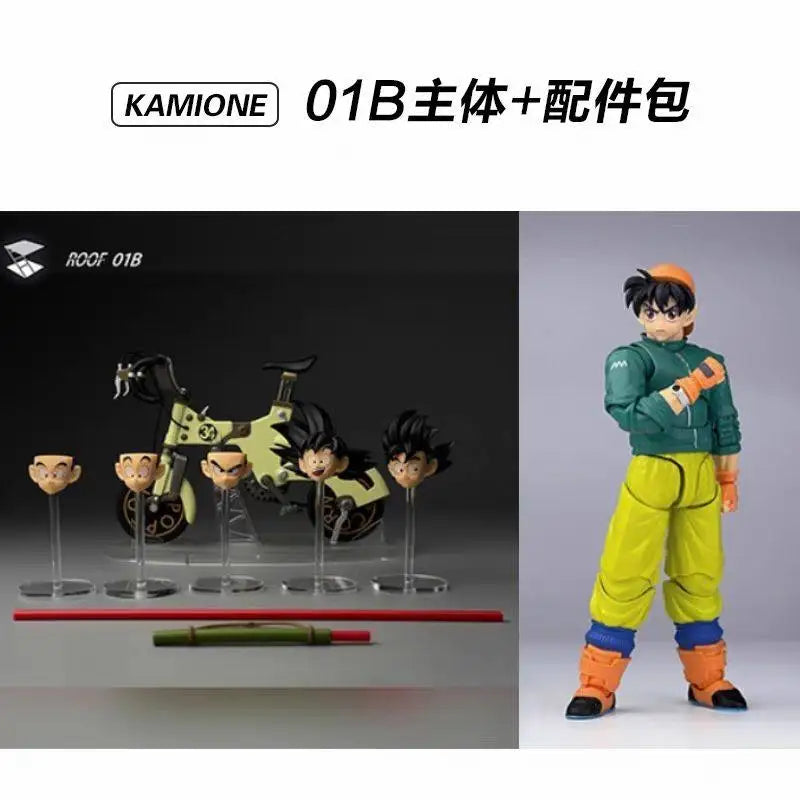 Kamione Genuine Dragon Ball Son Goku Baseball Boy Alloy Fully Articulated Action Figure With Bicycle Set For Anime Figure