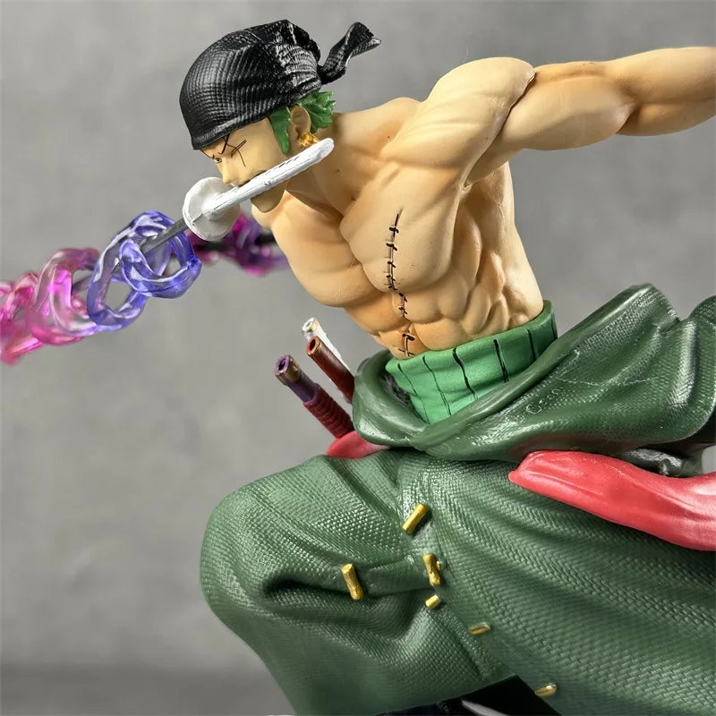 One Piece Roronoa Zoro Actionfigur im Dreischwert-Stil, Doppelkopf-Statue, Anime-Modell, Spielzeug, Tischdekoration, Sammlerstück, Geschenk für Fans