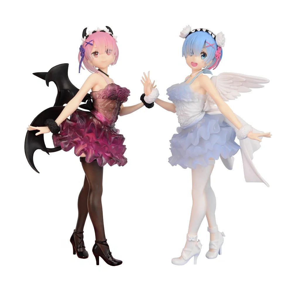 Anime Rem Figur Re:0 Ram Angel and Devils Stehendes Action-Modell Spielzeug PVC Erwachsenensammlung Desktop-Ornamente Halloween-Puppengeschenk