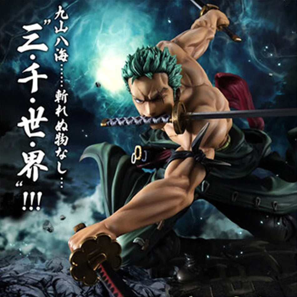 One Piece Roronoa Zoro 10 cm Anime-Actionfigur – Dreiklingen-Sa-Maximum-Manga-Statuemodell für Sammler und Kinder
