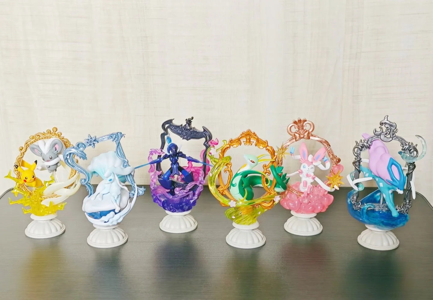 Re-Ment Pokemon Figures Decorative Frame Collection Alolan Ninetales Ceruledge Serperior Pikachu Suicune Sylveon PVC Model Toys