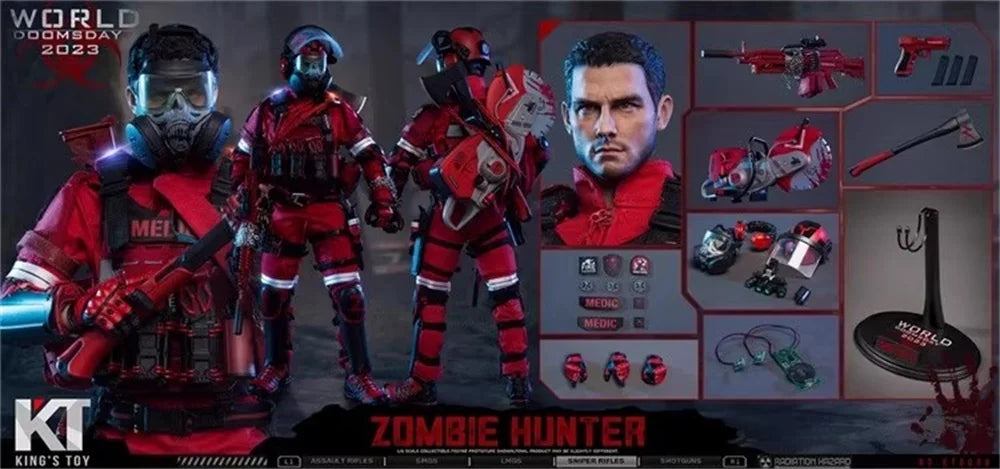 In Stock For Sale 1/6 KING TOYS KT-8009 Male Soldier Doll Zombie Killer Hunter Full Sett Moveable Action Figure About 12"