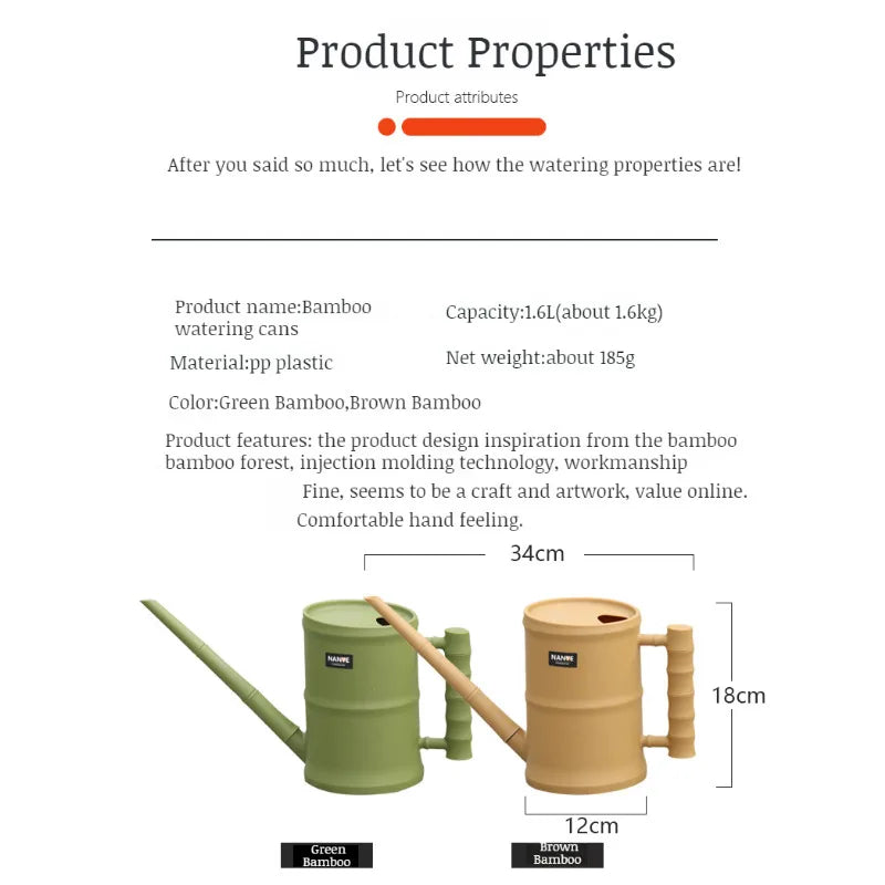Chinese Style Large Capacity Watering Can Bamboo Tube Long Spout Horticultural Flower Water Pot Flower Shop Watering Prop