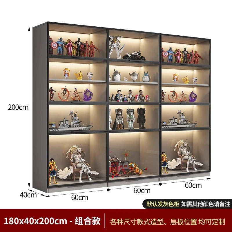 Customized Bookcase Glass Door Dust-proof Bookshelf Figure Lego Model Display Home Living Room Display Wine Cabinet Transparent