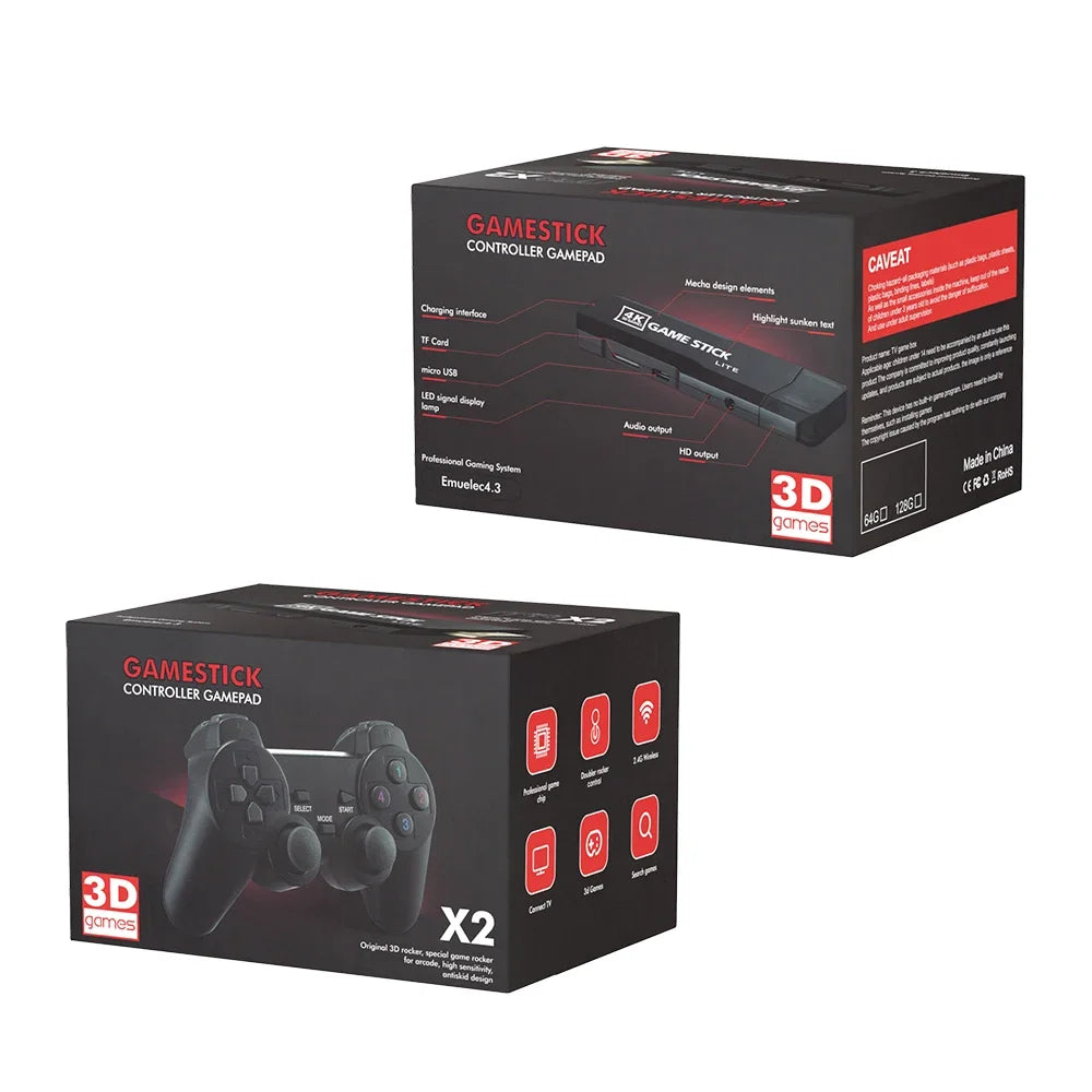 GD10 Retro Game Stick 256G 4K HD Console - Twin 2.4G Wireless Controllers, 58000 Games for PSP Christmas Gift