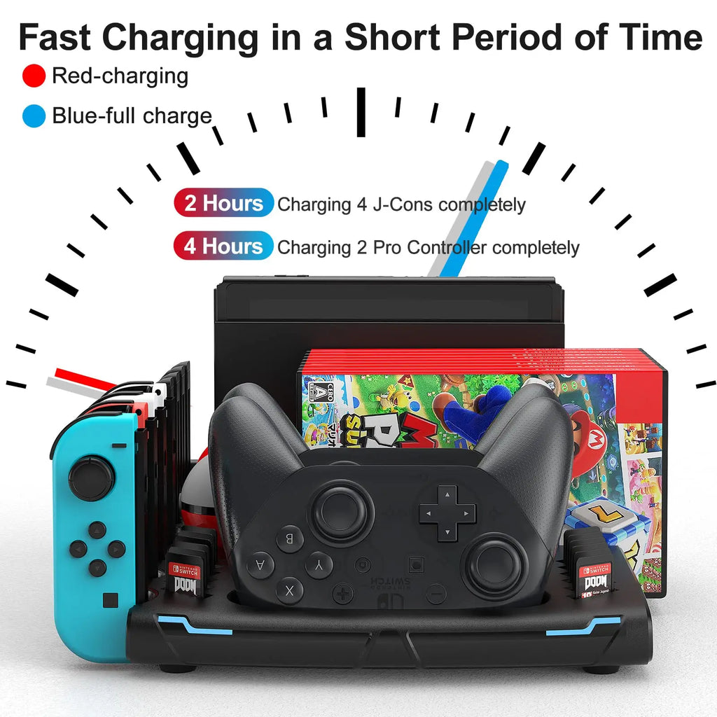 innoAura Switch Controller & J-Cons Charger, Organizer Station, Switch Storage for Games, TV Dock, Compatible with NS & OLED