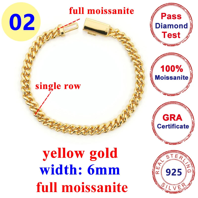 6mm Moissanite Halskette Kette Für Frauen Original S925 Sterling Silber Männer Luxus Diamant Kubanischen Kette Anhänger Mode