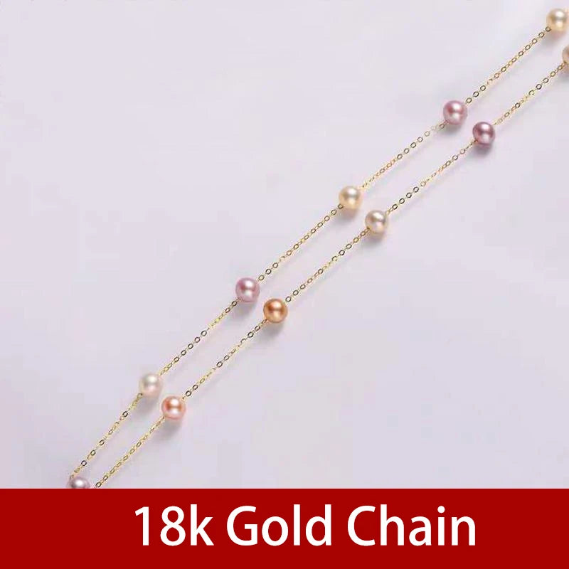 NYMPH Истинска златна огърлица от естествени перли 18K, Au750, фини бижута, близо до кръгъл юбилей, подарък за жени, микс цвят X321-1