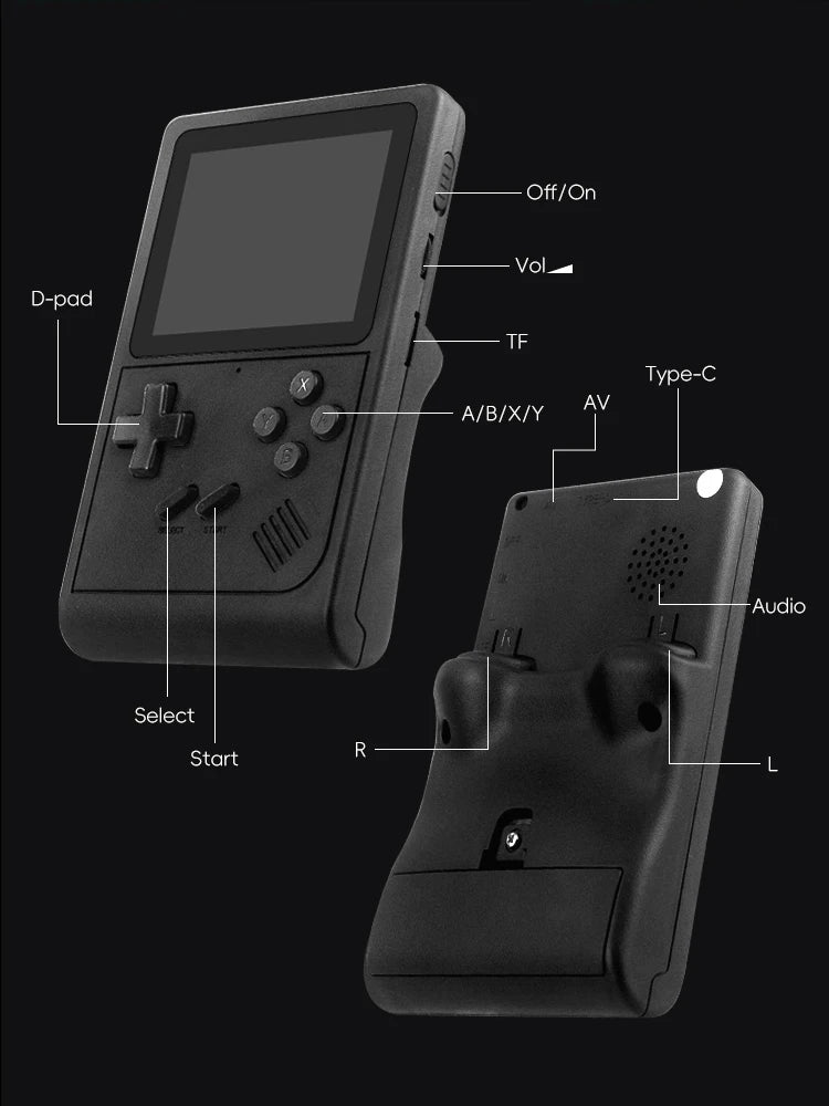 Handheld Game Console Portable Retro Mini Video Game for NES/SNES/GBA Emulators Consoles for Gameboy Player GB300 Kid Gift