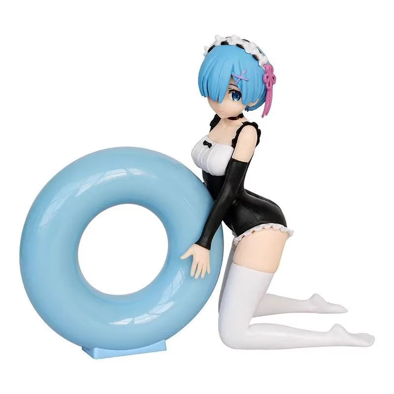 13CM Anime Life In Another World From Scratch Rem Figure White Shirt Sitting Position Anime Model Toys Gift Doll Collection PVC