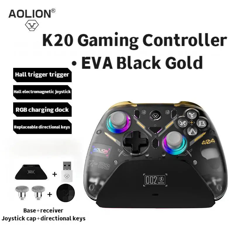 AOLION K20 Gaming Controller Dual Hall Magnetic Surface Shell Three speed Linear Trigger for iOS and Android PC Charging HUB