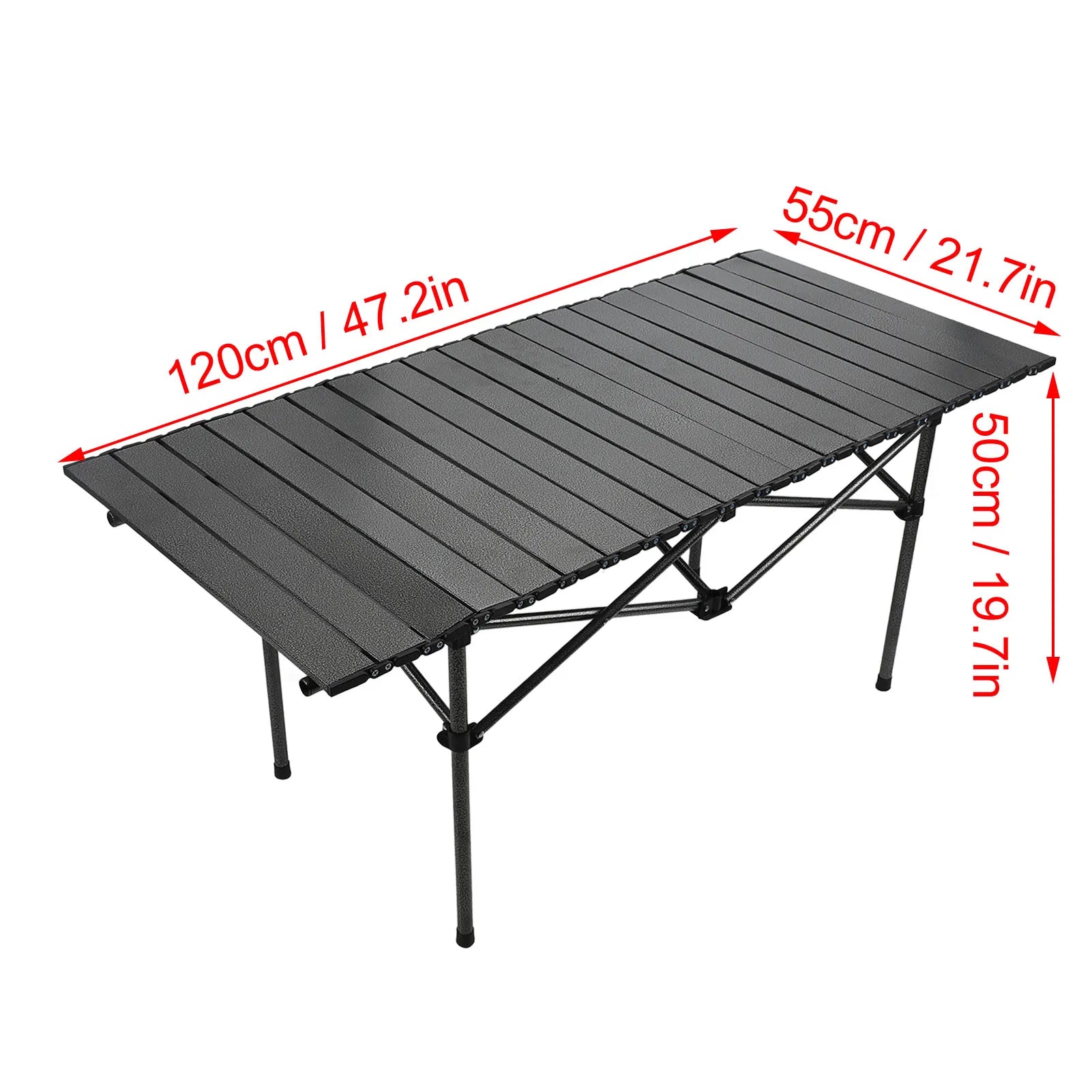 120cm Outdoor Folding Portable Picnic Camping Table Roll Up Table with Storage Mesh Basket Carrying Bag for Indoor Outdoor BBQ
