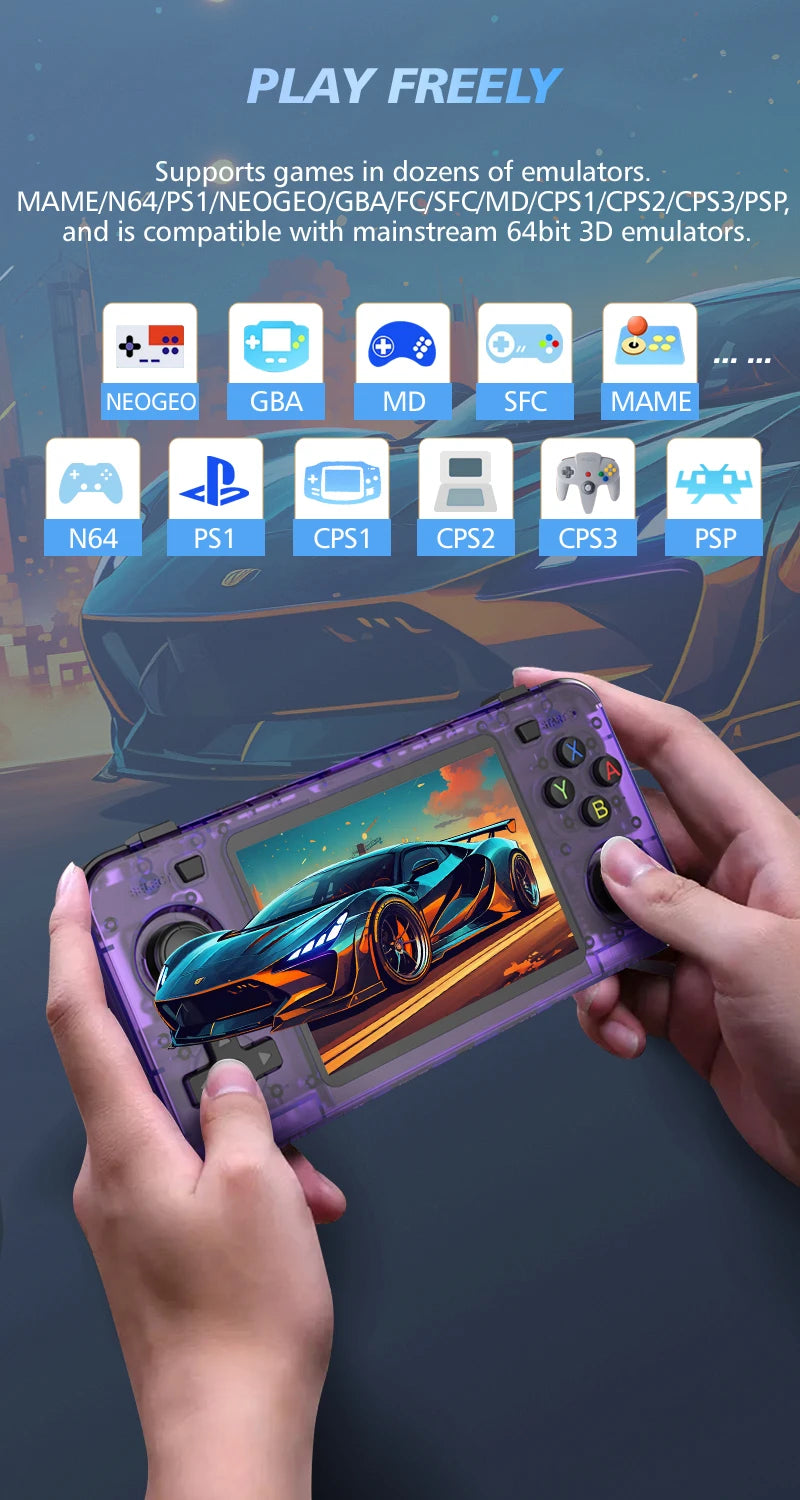 Neue R36H Retro-Handheld-Konsole Open-Source-Linux-System Klassische Spielkonsolen 3,5-Zoll-IPS-Bildschirm 64G Tragbarer Videoplayer 