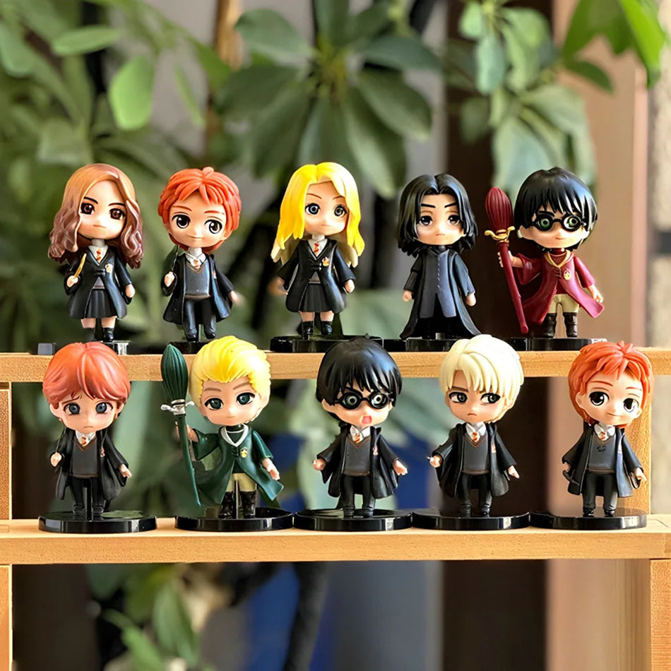 Harryy Potter 3pcs-10pcs Q Style Posket Hermione Ron Hedwig Vinyl Figure Toy Cake Decoration Car Model PVC Doll Toys