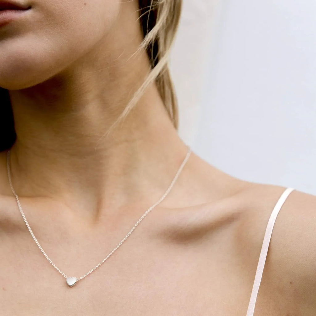 K Vergoldete Herzkette | Versilberte Halskette, süße, zierliche Halskette mit Liebesanhänger für Frauen, Geschenk für Mädchen, Geschenk für Frauen