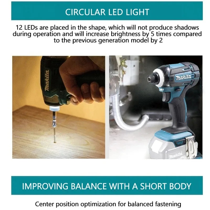 Makita DTD173 1800rpm Brushless Electric screwdriver Impact Driver 180Nm  Electric Drill Wood/Bolt/T-Mode For Makita 18V Battery