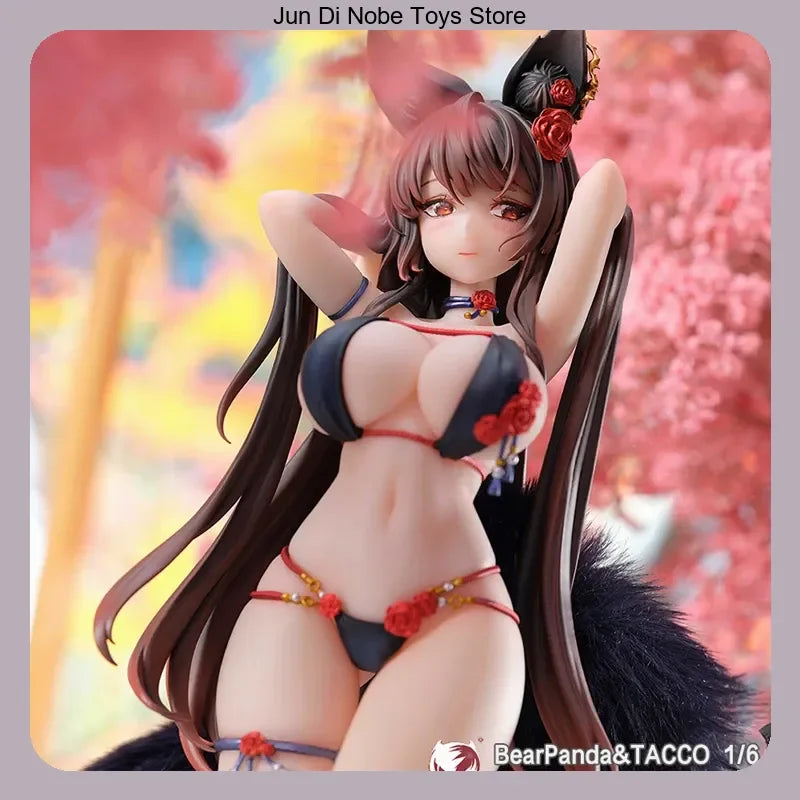 Bearpanda&Tacco Rose Bara Fox Girl 1/6 Scale Anime Figure With Plush Tail Standing Pose Collectible Model Pvc Statue Toys