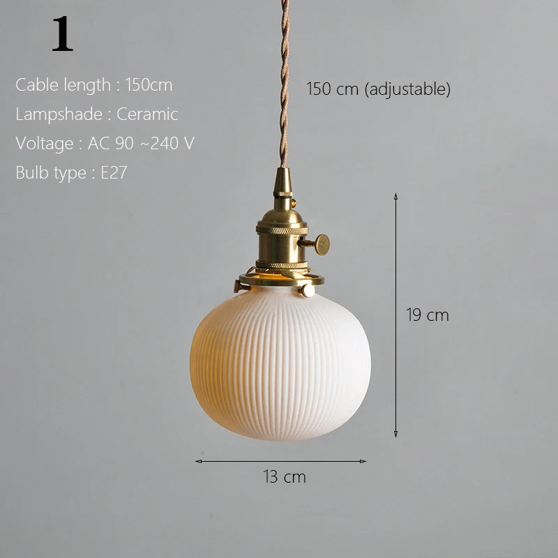 Japanese Ceramic Pendant Lights Scandinavian Light Luxury Pendant Lamp for Living Room Bedroom Dinning Room Kitchen Island