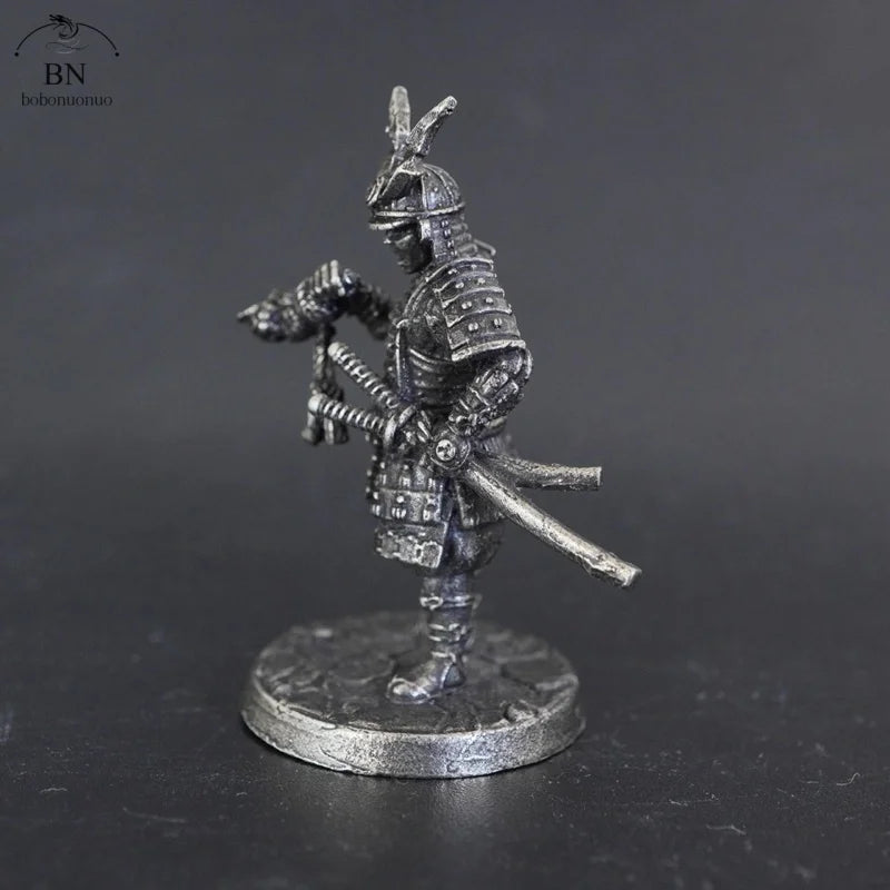 White Copper Japanese Male Soldier Japanese Shogunate Samurai Character Ornament Full Set About 4cm Action Figure Model Toys