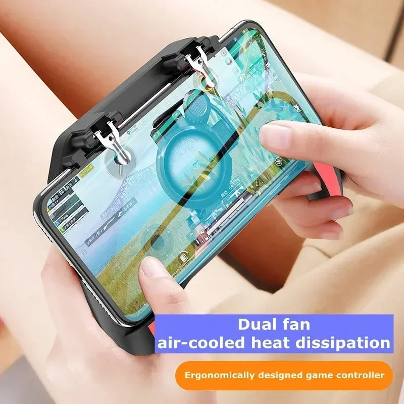 H10 4 Fingers Mobile Phone Game Handle with Radiator Aim Shooting Gamepad Joystick Controller for IOS Android Gaming Accessories