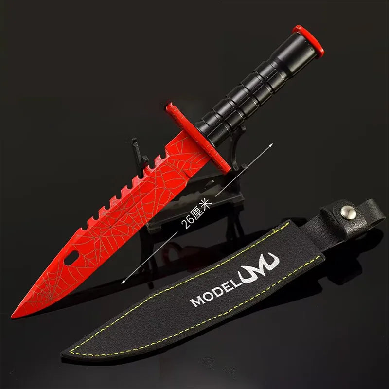 26cm Game Military Tactical Command Knife M9 Doppler Emerald Leather Edition Metal Knife Toy Sword Model Safe Not Sharpened Gift