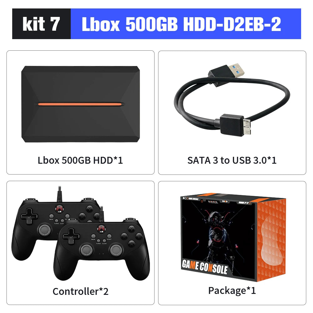 500GB Gaming HDD Launcbox System Emulator Console for PS4/PS3/Switch/PS2/Wii/Wiiu with 3700+ 3D/PC Games for Windows PC/Laptop