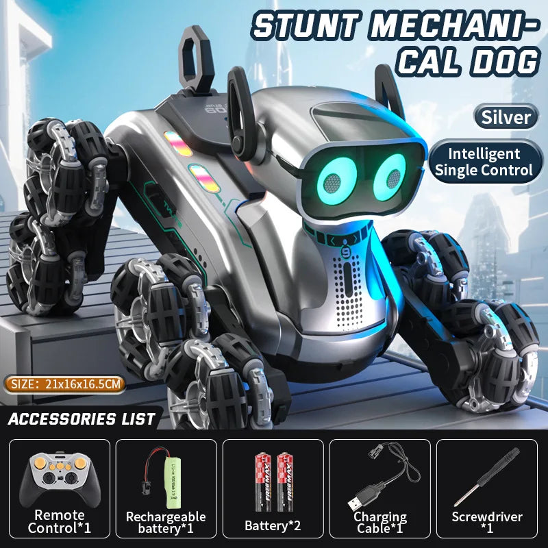 New Gesture Control RC Robot Dog - 8-Wheel Stunt, Music Dancing Transform Toy for Kids Boys Girls