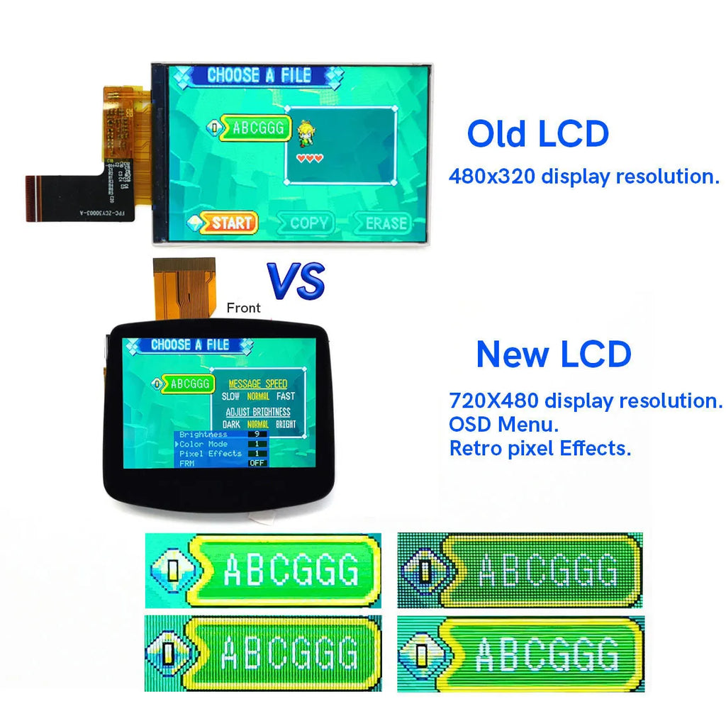 Hispeedido TYPE-C 1800 mah Battery Drop in 3.0" V5 Laminated LCD display For GBA IPS highlight screen  w/ UV housing Shell