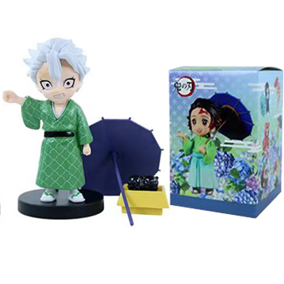 Demon Slayer Plum Rain Series Blind Box Nezuko Tanjiro Q Version PVC Figures Mystery Pack Birthday Christmas Gift