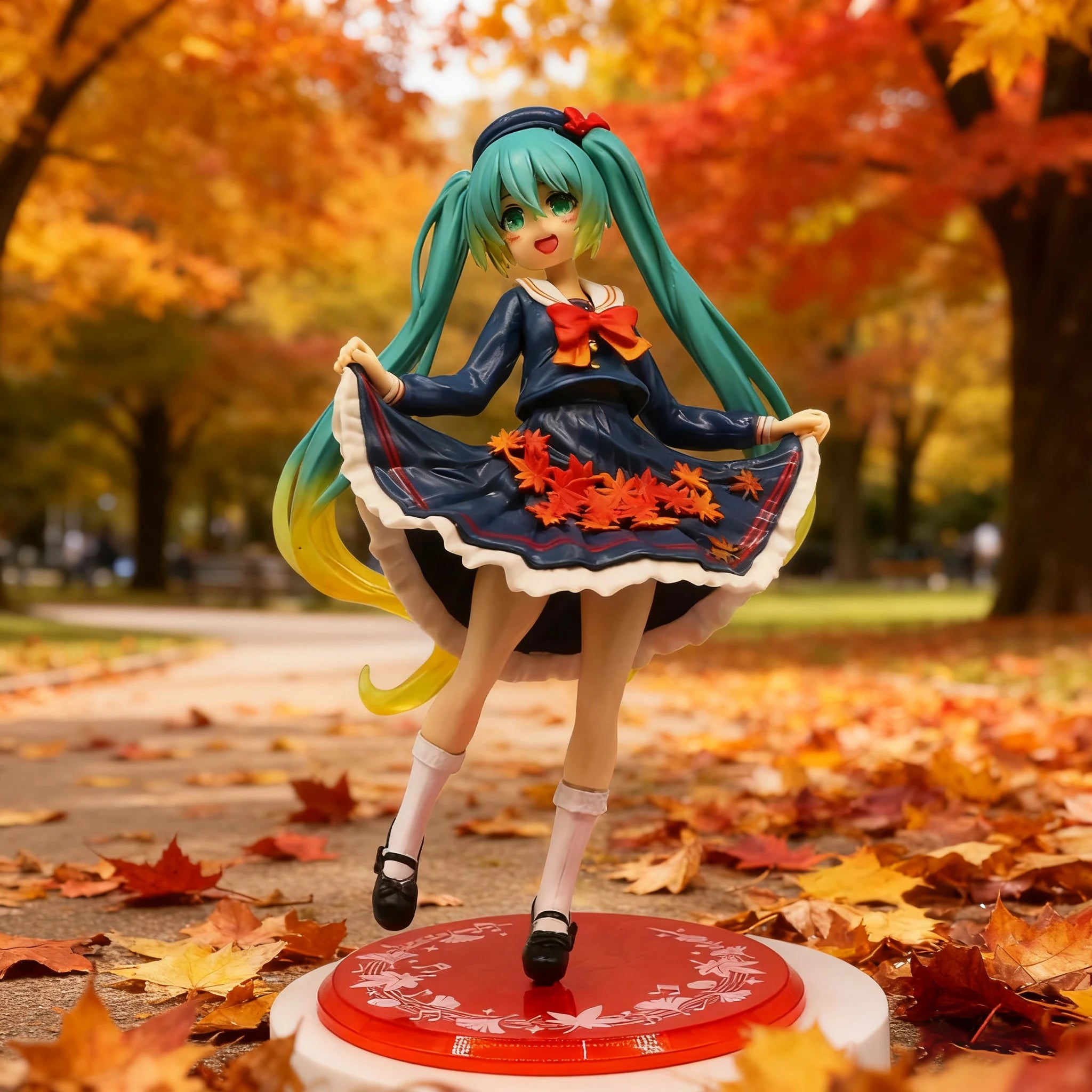 New Hatsune Miku Anime Figure Maple Leaves Seifuku Miku Beauty Girl Statue PVC Action Figurine Collectible Model Toy Gift