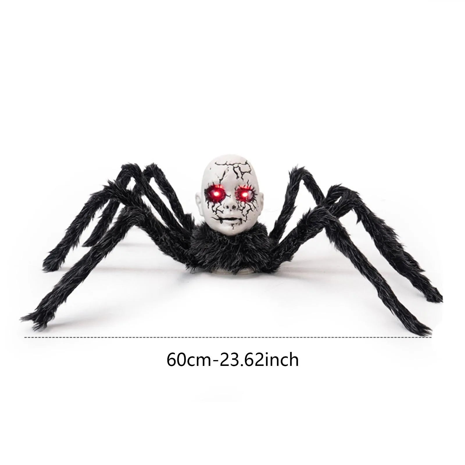Halloween Animatronic Doll Face Spider Motion Activated Glowing Eyes Sound Control Scary Walking Toy Haunted House Prop