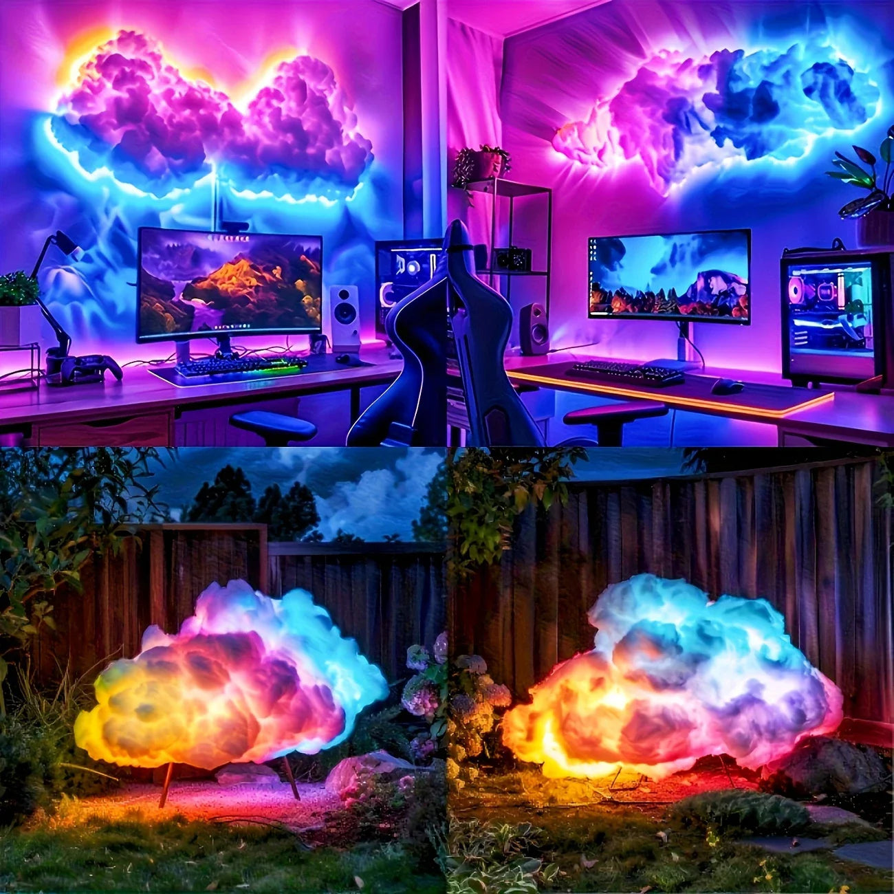 3D Thunder Cloud Led Night Light Usb Powered Led Cloud Ceiling Kit With Cotton Clouds Child Gaming Room Decoration 1M Rgb Strip