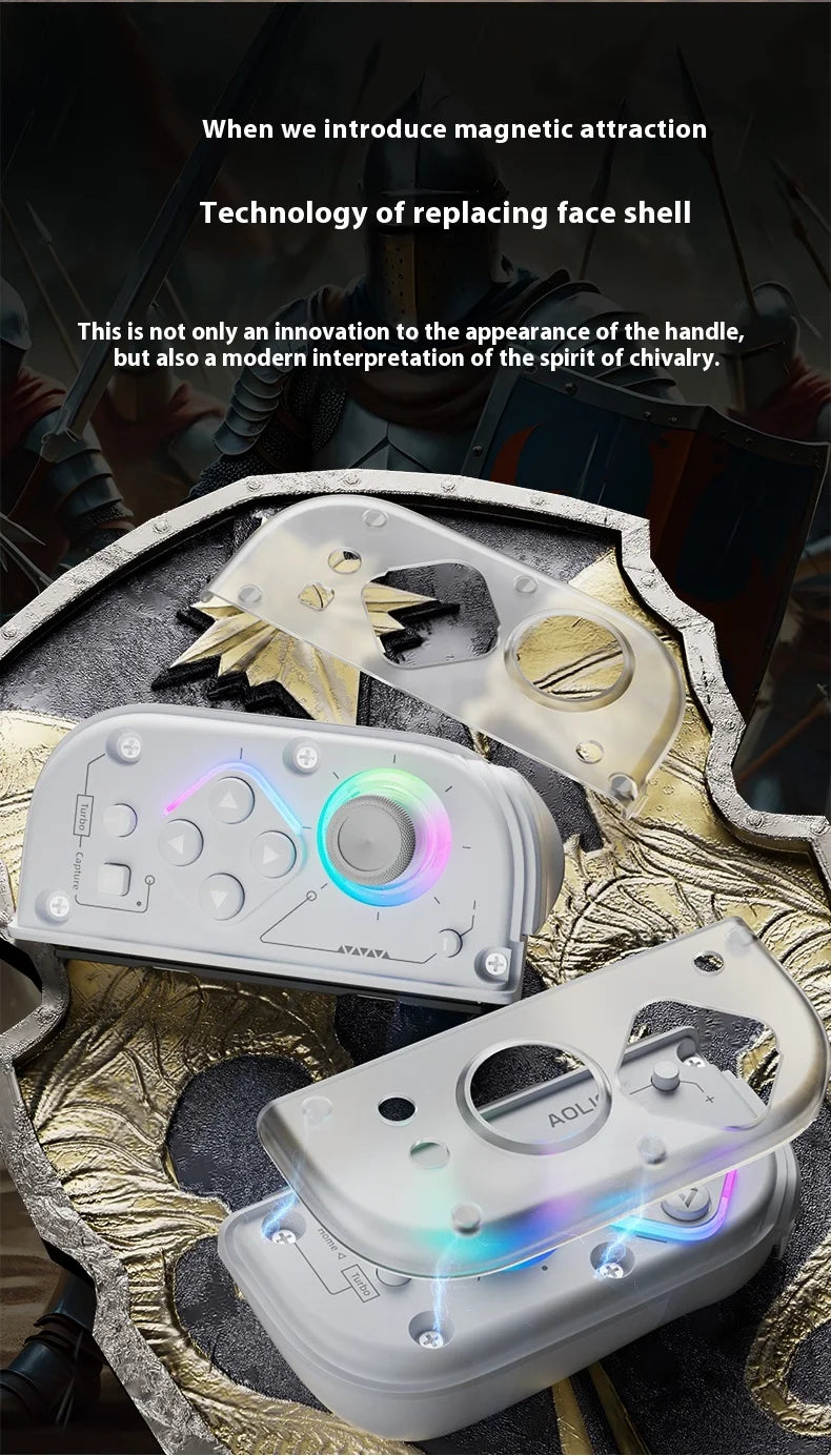 Aolion J20 Wireless Knight Gamepad für links und rechts, RGB-Bewegungssensor, Hall-Joystick für Nintendo Switch 1/2, Controller-Zubehör 