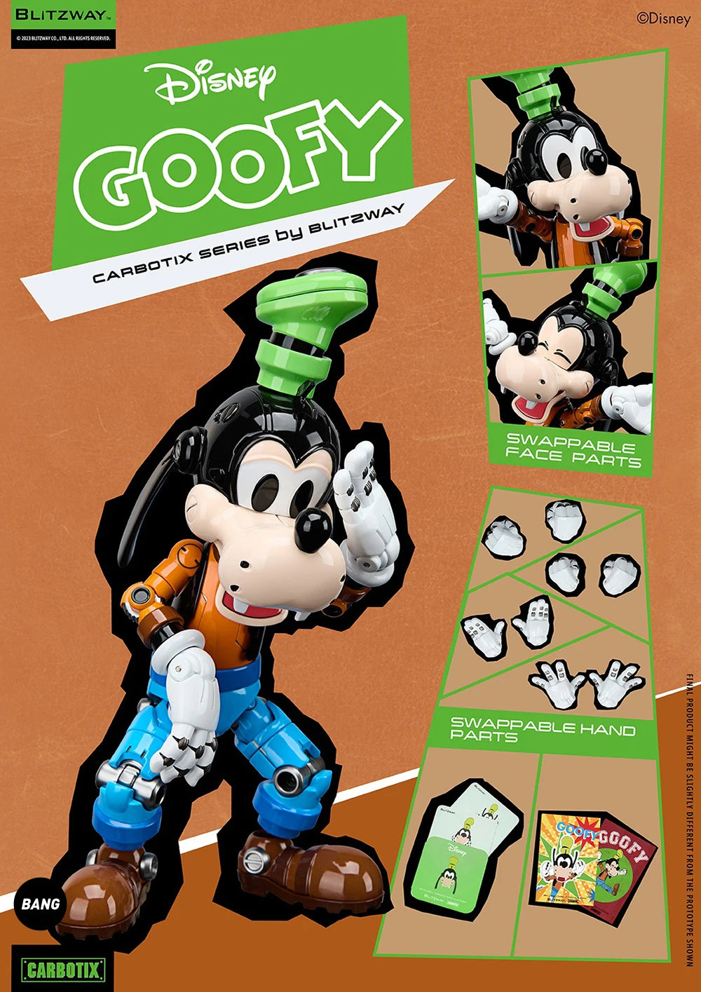 Original BLITZWAY Disney Pinocchio Alloy Movable Mechanical Goofy Action Figure Collectible Mickey Model  Led Eyes Birthday Gift