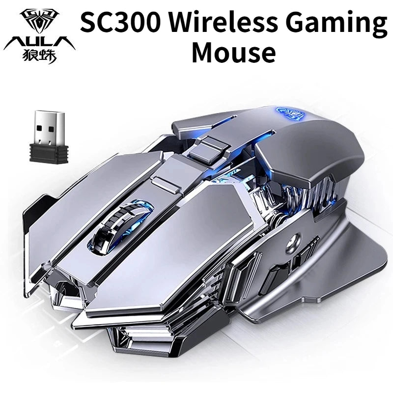 SC300 Wireless Mouse Rechargeable Silent Notebook Desktop Computer Mechanical E-sports Game Home With 4 Color Cool Lights