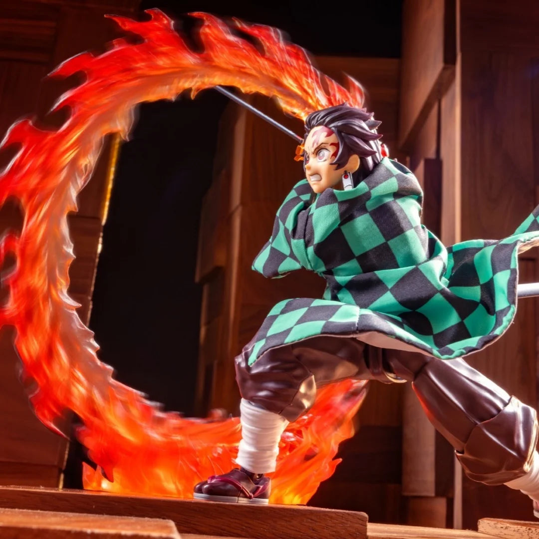 Demon Slayer Anime Shf Kamado Tanjirou, handgefertigte Kimono-Kleidung mit eingebautem Eisendraht ist geeignet für 1/12 bewegliche humanoide Spielzeuge