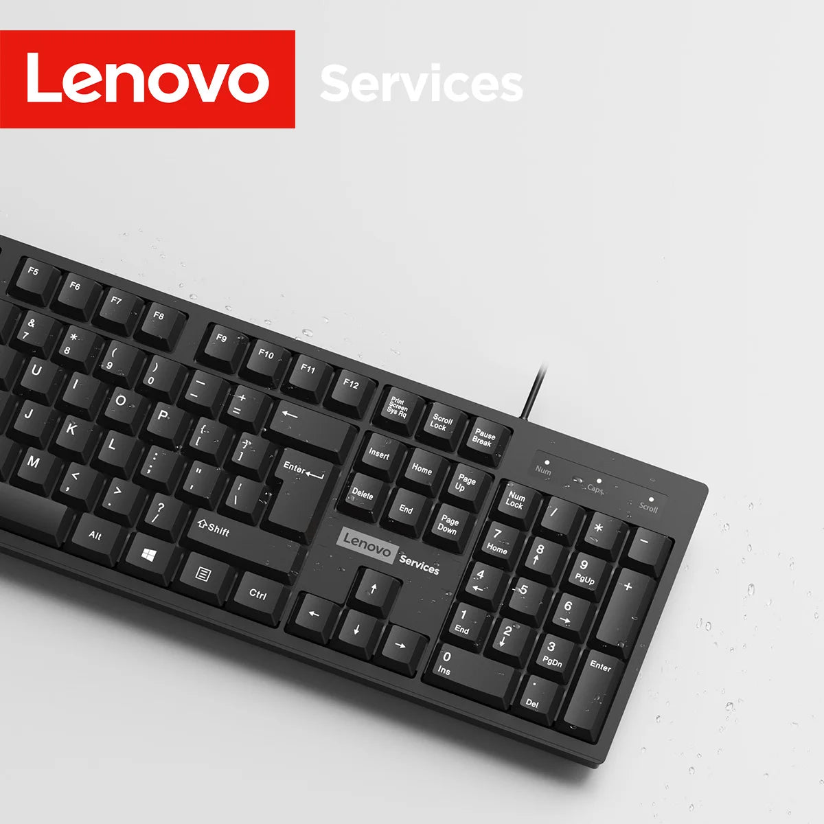 Lenovo Kabelgebundenes Tastatur- und Maus-Set, klassisches schwarzes Büro-Set, Business, Büro, Zuhause, Tastatur und Maus, 104 Tasten-Layout, Desktop, Laptop, universell