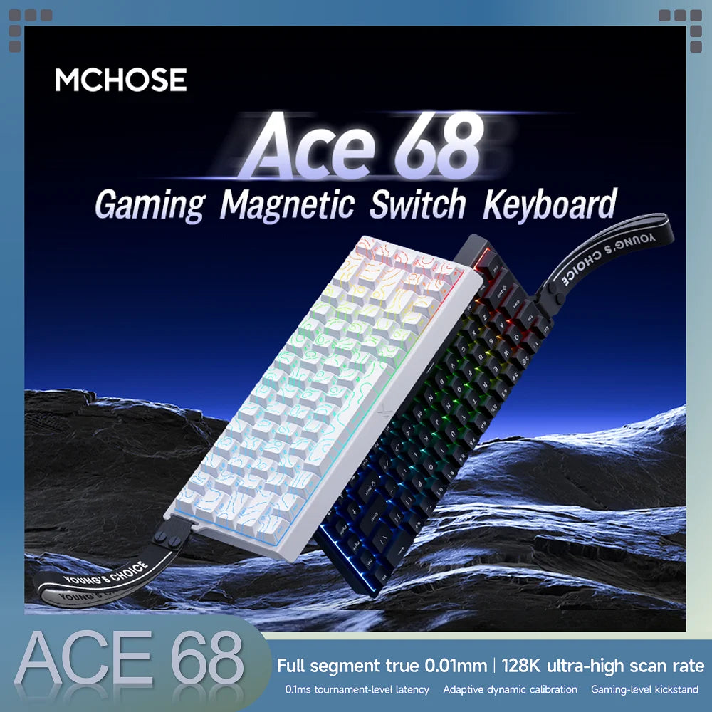 MCHOSE Ace68 Kabelgebundene mechanische Gaming-Tastatur – 68 Tasten, ultrakompaktes Layout, RGB-Hintergrundbeleuchtung, extrem niedrige Latenz, Typ-C, kabelgebunden