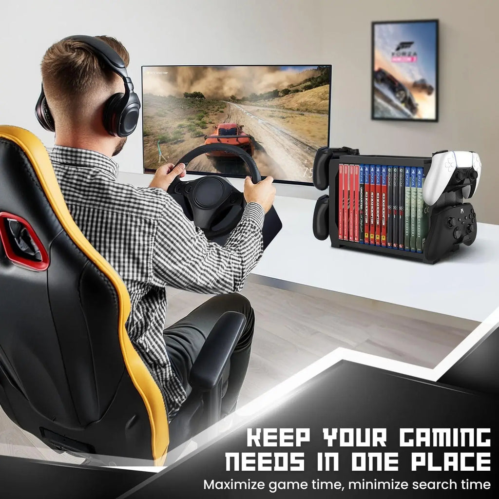 For PS5 Game Disk Rack and Controller Stand Holder For Xbox Series X/Nintendo Switch/PS4 Controller Stand Holder Can hold up to