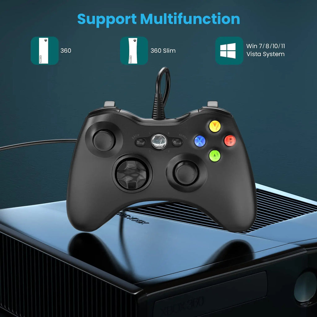 Wired Gamepad For Xbox 360 Game Controller with Dual-Vibration Turbo Compatible Xbox 360/360 Slim and PC Window Joystick