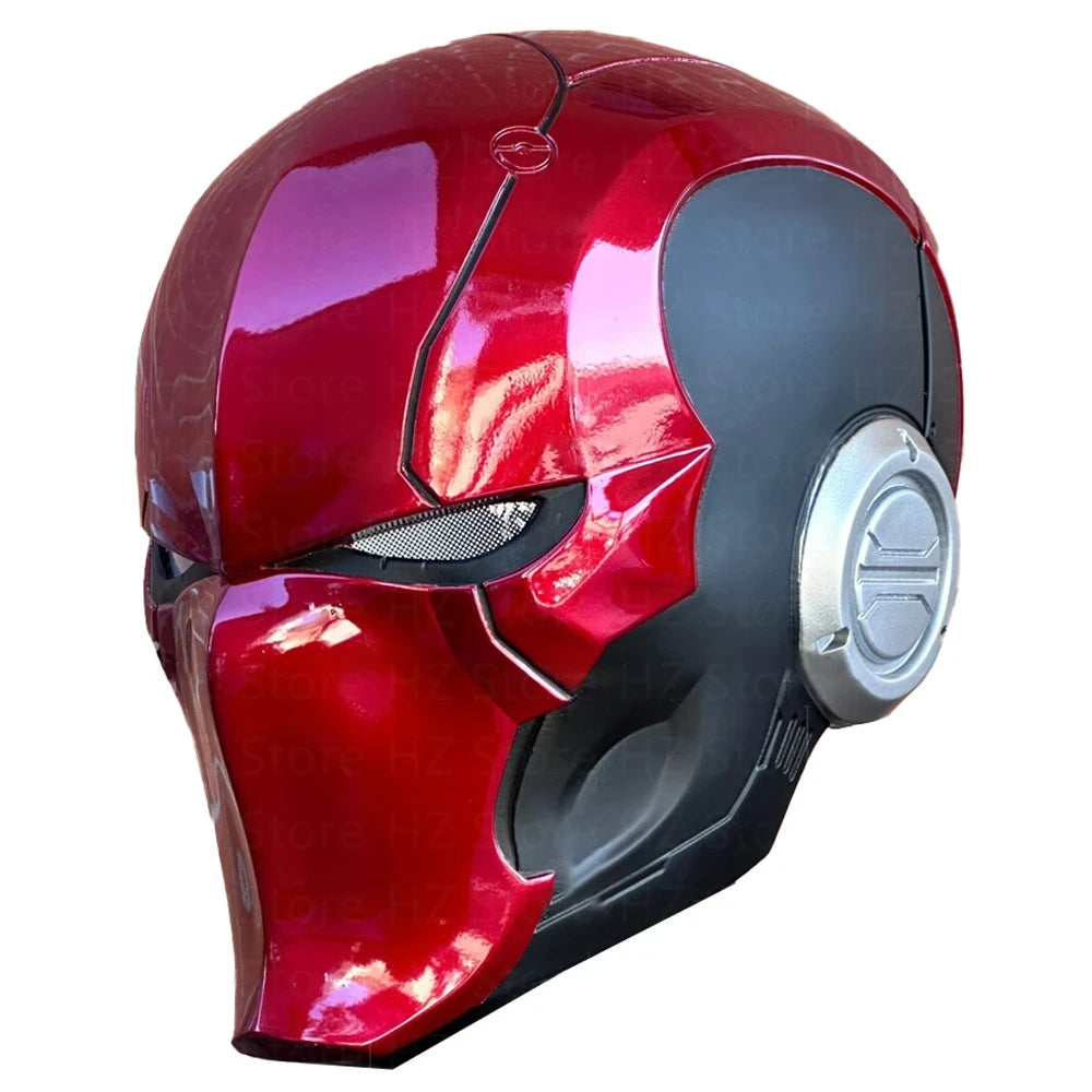 Arkham Knight Mask with Light Eyes Red Hood Gothan Helmet Halloween Cosplay Masque Fiberglass Flipping Mold Non 3D Printing Gift