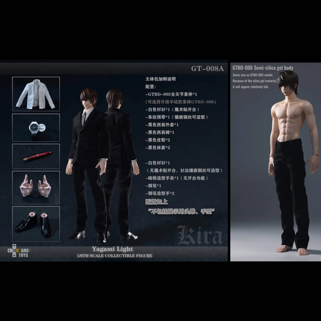Original Gametoys GT008UP 1/6th Death Note Yagami Light Kira Half Body Silicone Body Version In Stock Anime Action Figures Toy
