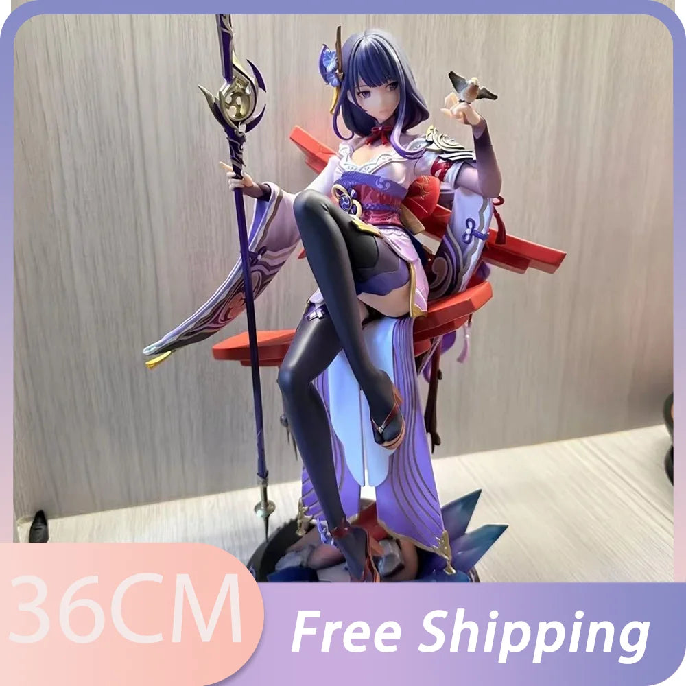 Game Genshin Impact Figure Raiden Shogun Figures Sexy Girl Beelzebul Figurine Pvc Sitting Posture Collection Statue Toys Gift