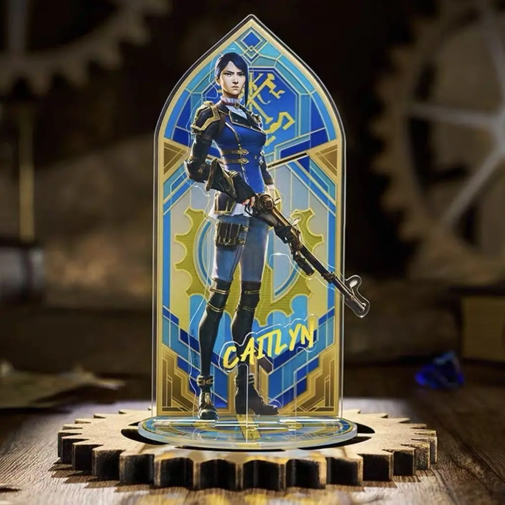 Hot Game League Of Legends City Of Two Cities Jinx Vi Caitlyn Kiramman Sign Perimeter Cartoon Anime Figure Model Decor Gift