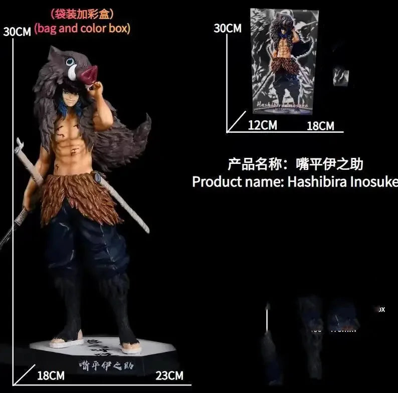 30CM Anime Demon Slayer Hashibira Inosuke Standing posture Action Figures PVC Model  Desktop Decoration Toys Doll Gifts