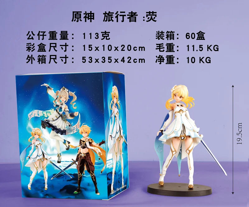 20cm Anime Genshin Impact Barbara Figure Genshin Impact Lumine Action Figure Traveler Aether Venti Figurine Collectible Doll Toy