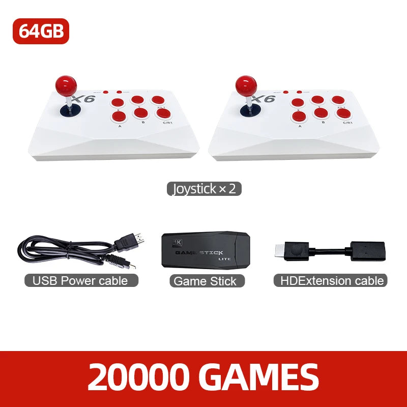 Arcade Video Game Console 4K TV Game Stick with Double Arcade Joysitck Games For MAME/Sega/PS1/Atari Game Machine Kid Gift