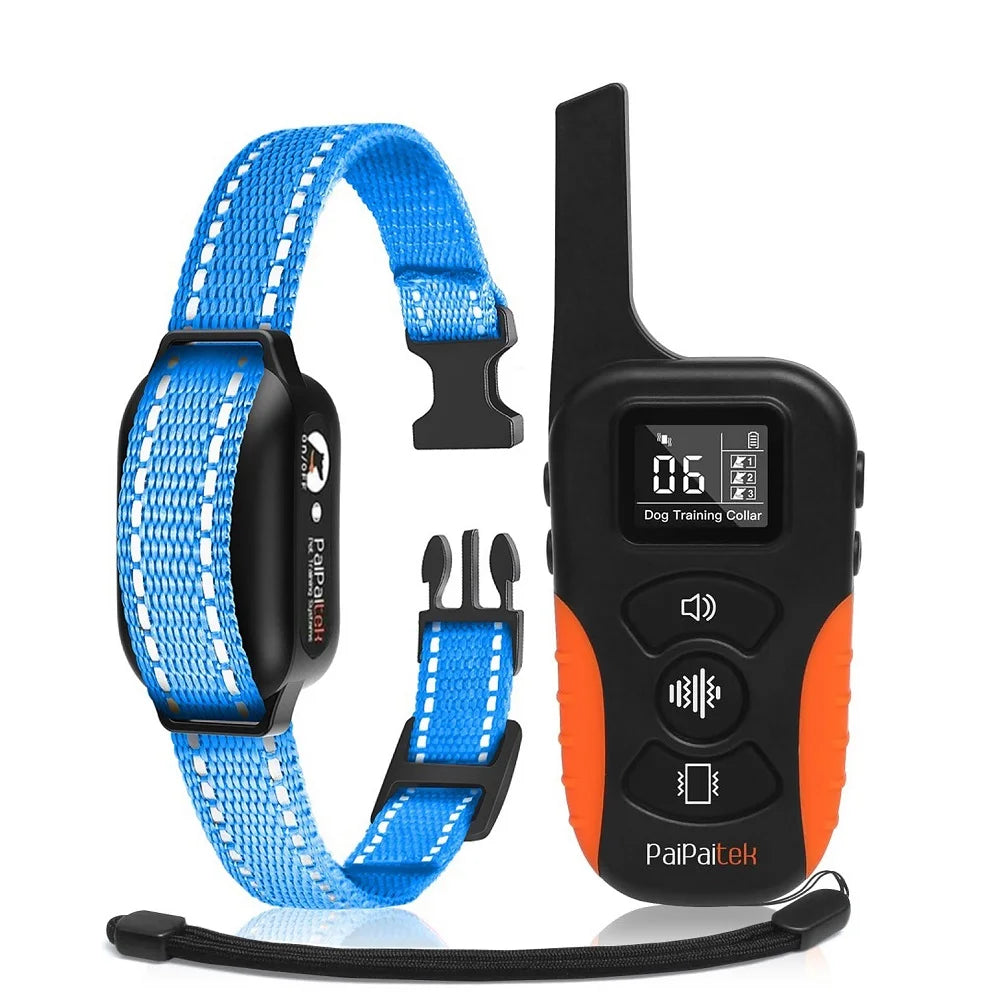 PaiPaitek Hundeerziehungshalsband mit Fernbedienung, 1000 m Reichweite, kein Stromschlag, Vibrationsalarm, nur Piepton und Vibration, wasserdicht und wiederaufladbar